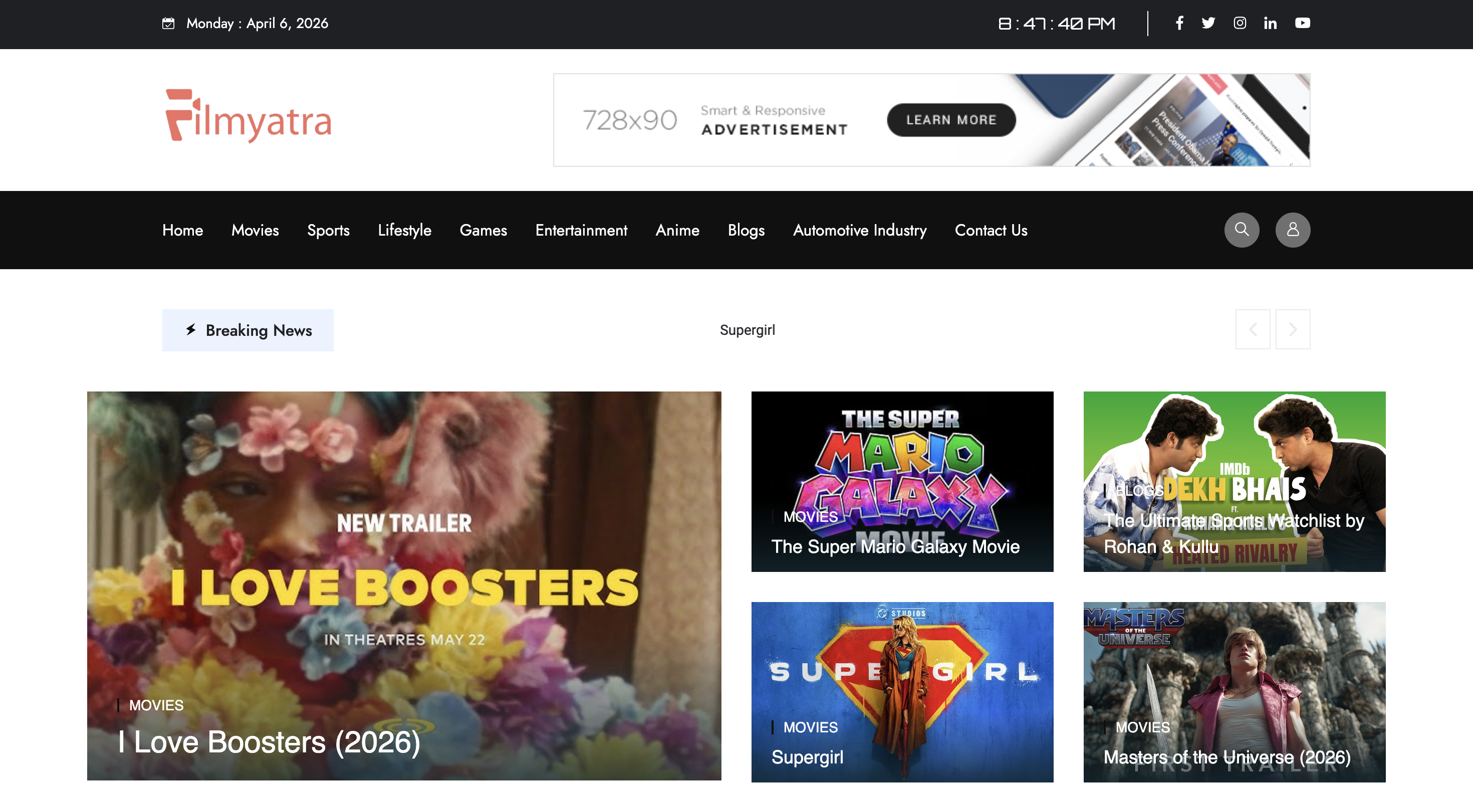 Movie Blog Website with SEO &amp; Admin Panel (Filmyatra)